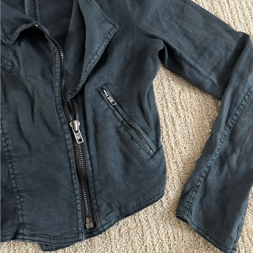 Free People Charcoal Cropped Biker Jacket - Picture 2 of 4